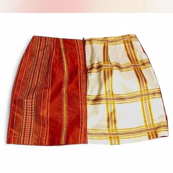 Silk Patchwork Plaid Mini Skirt - Picture 6 of 6
